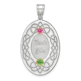 Sterling Silver Rhodium-plated/14k Bezel Crystal Family Pendant